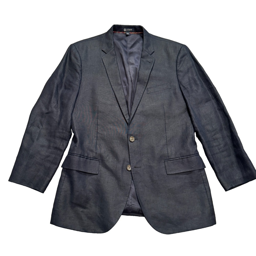 J.Crew Sport Coat Mens 42R Blue 100% Linen 2 Button Blazer Preppy Ludlow Jacket